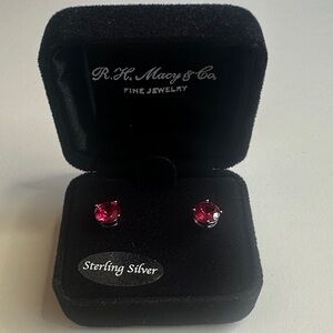 Sterling Silver ruby Stud Earrings